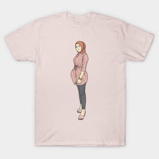 Beutiful Lady In Pink T-Shirt